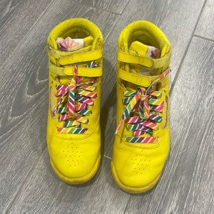 Reebok 25th Anniversary Bow Yellow Hi Top Size 5